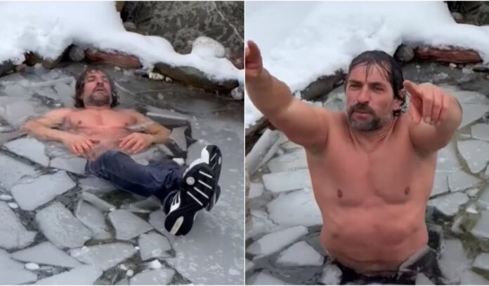 “Tarzani” i Dibrës zhytet live në dëborë në temperaturë -8 gradë (VIDEO)