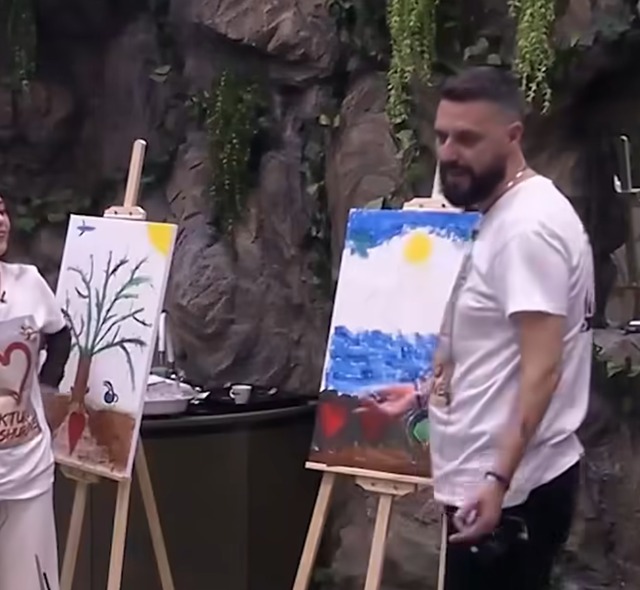 Miri shpjegon pikturën e tij të realizuar në BBV, merr vëmendje ky detaj: “Këtu është…”